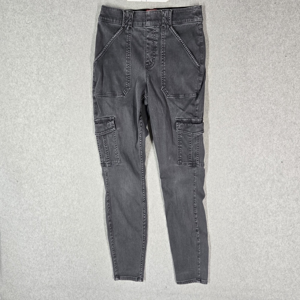 Spanx Women Pants M Gray Stretch Twill Ankle Cargo Skinny Mid Rise 27" Inseam